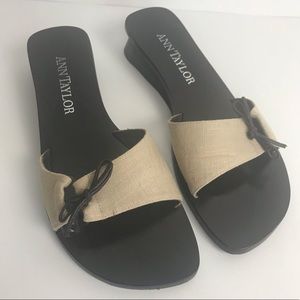 Ann Taylor Tan & Brown Hard Sole Slides - Size 8